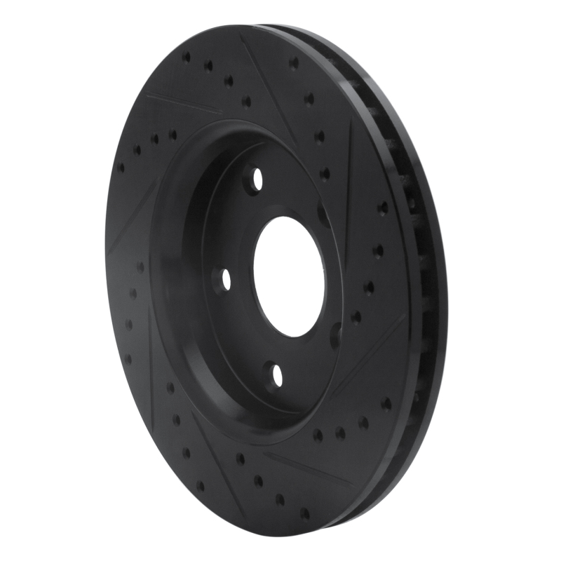 Chrysler Town & Country Brake Rotor (1) - Front Left - R1 Concepts - Drilled & Slotted - Black - `08-`16